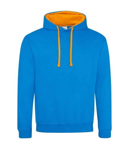 Sweat À Capuche Varsity Femme Bleu Saphir Orange Vif Awdis