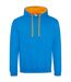 Sweat À Capuche Varsity Femme Bleu Saphir Orange Vif Awdis-1