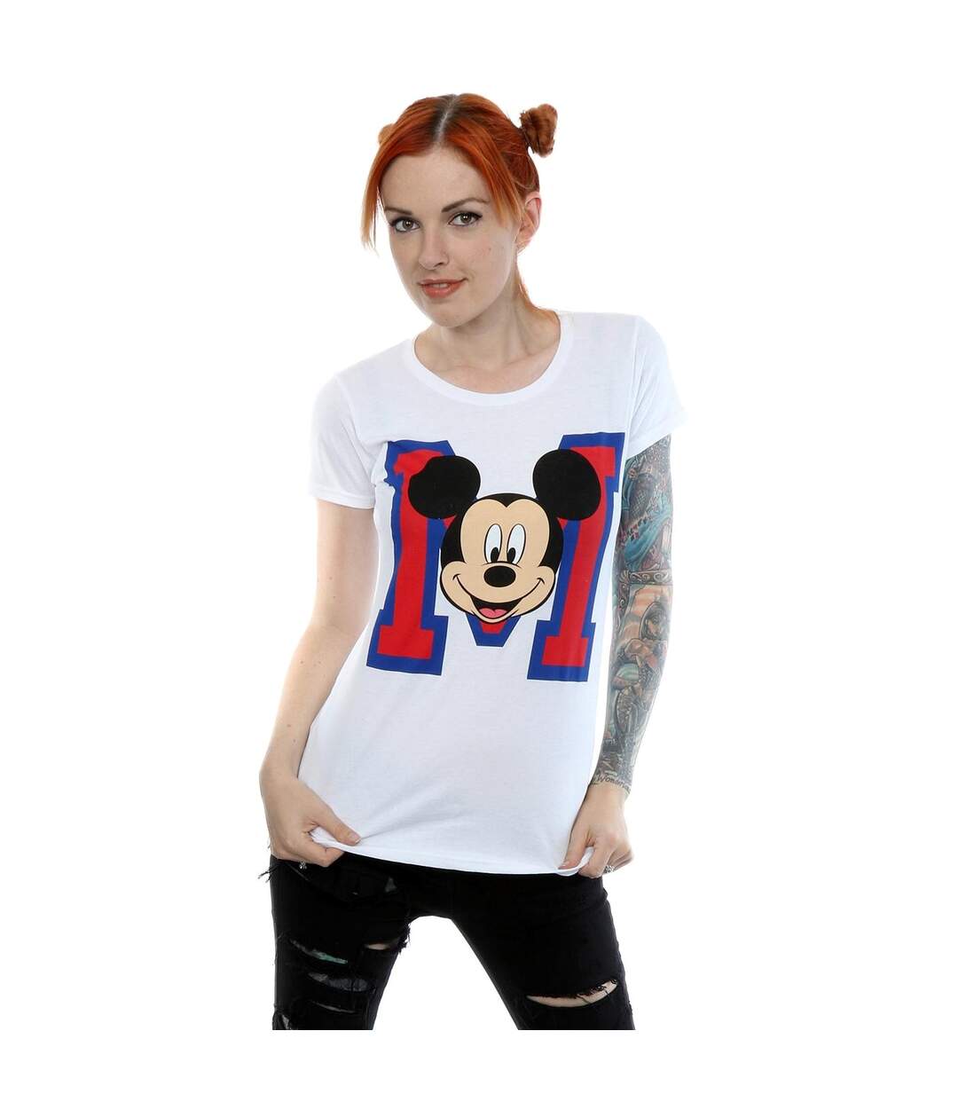 Disney Femme/Les femmes Mickey Mouse M Face Cotton T-Shirt (Blanc) - UTBI30901-2