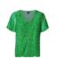 T-shirt Vert à Motifs Femme Vero Moda Easy V-neck - M