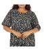 Womens/ladies Floral Plus 3/4 Sleeve Midi Dress Black Brave Soul-4