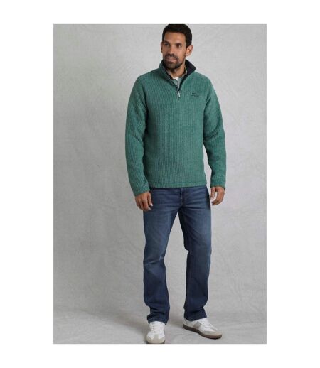 Mens newark grid eco friendly quarter zip fleece top leaf green Weird Fish