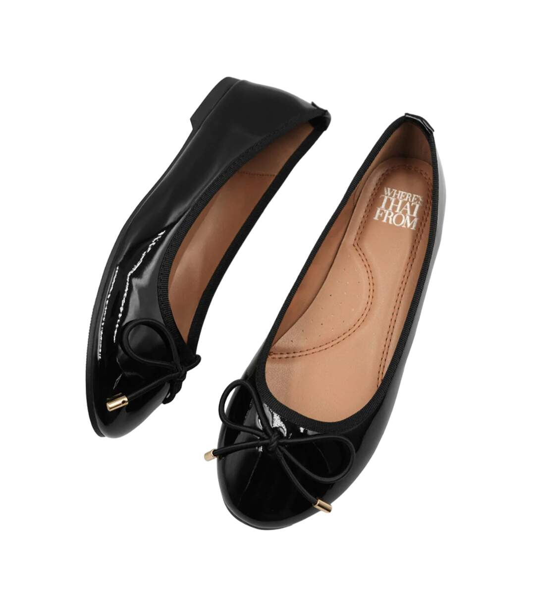 Womens/ladies bexley patent faux leather slip-on flat pumps black Where´s That From