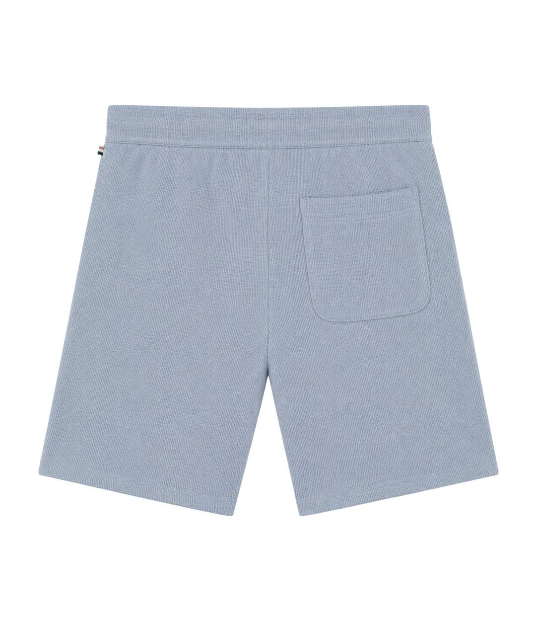 Mens Waffle Pyjama Shorts Blue Boss-3