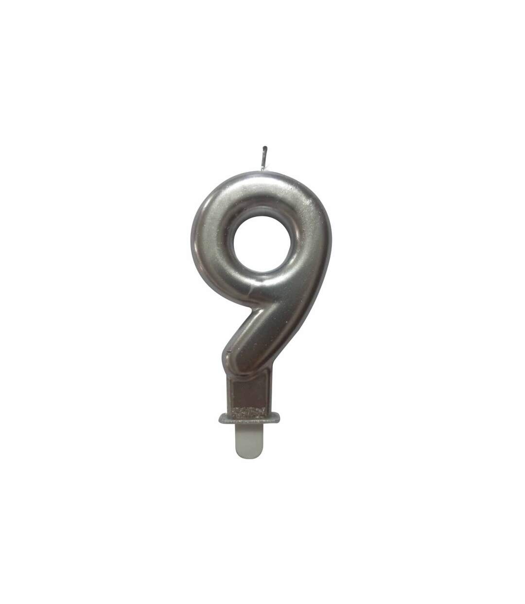 Bougie d'Anniversaire Chiffre 9 7cm Argent-1