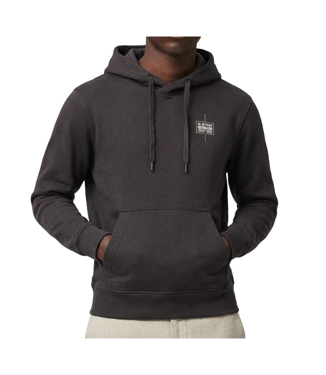 Sweat gris homme g-star raw logo hooded-1