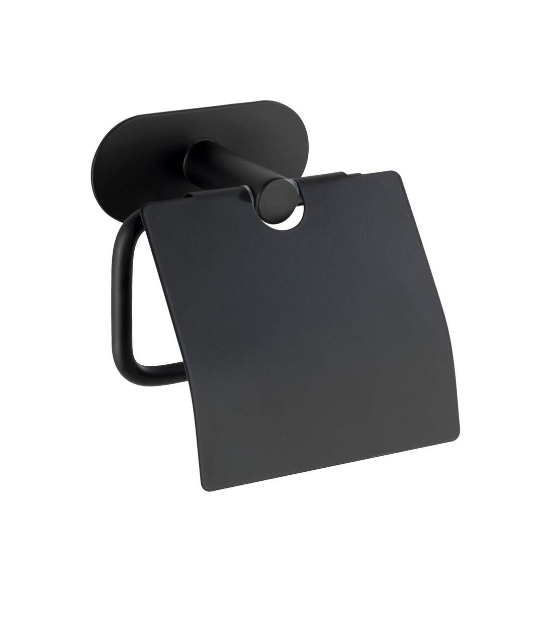 Dérouleur papier WC avec couvercle Orea en acier inox - Noir-2