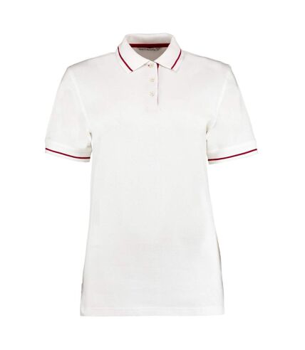 Kustom Kit Womens/Ladies St Mellion Cotton Pique Tipped Polo Shirt (White/Red) - UTPC6404