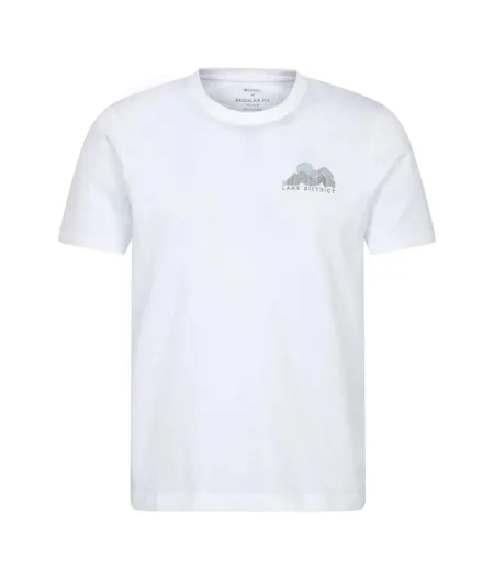 T-shirt Motif/style Imprimé Sur Poitrine Lake District Homme Blanc Cassé Mountain Warehouse
