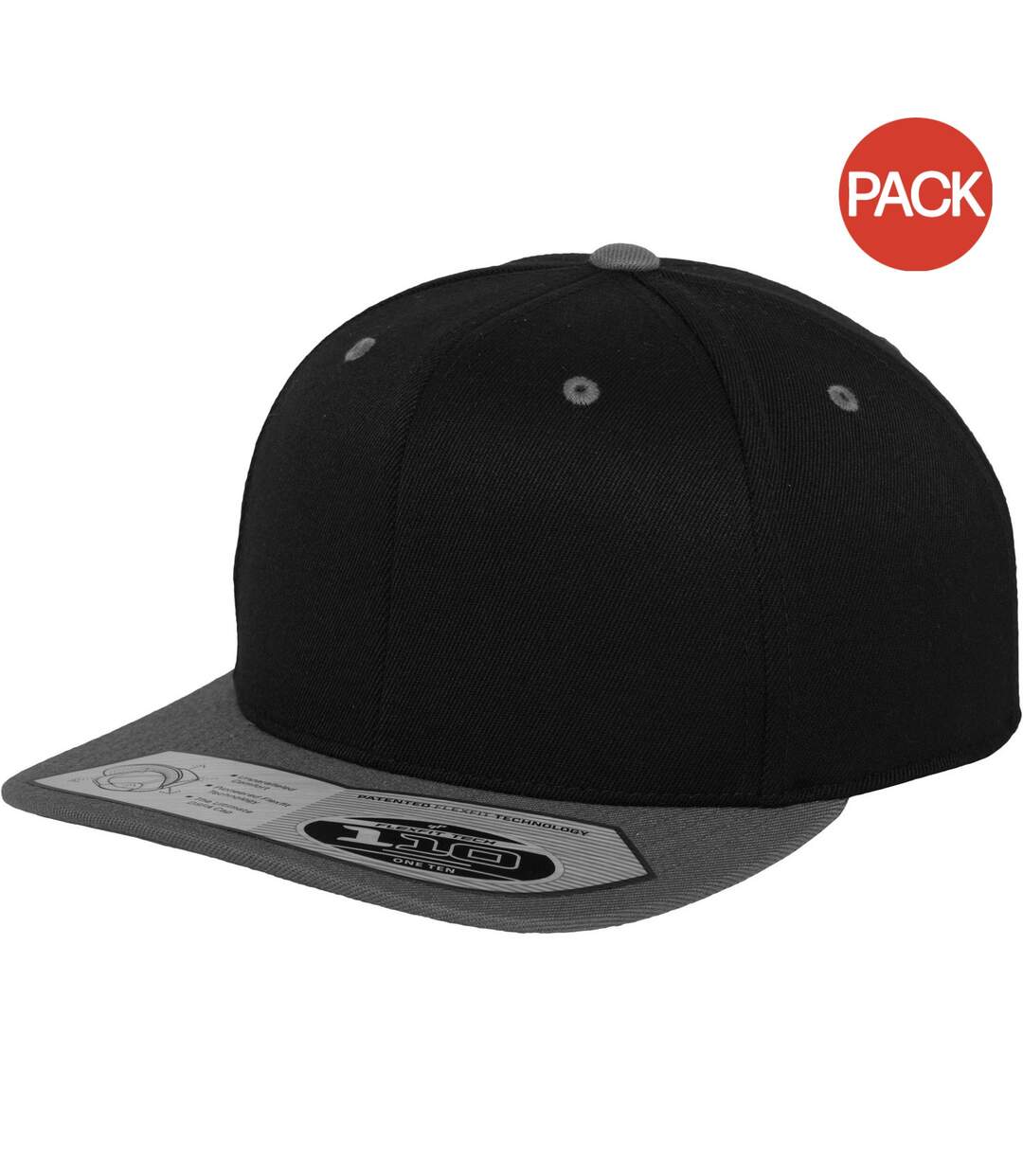 Lot de 2  casquettes flexfit adulte noir/gris Yupoong-1