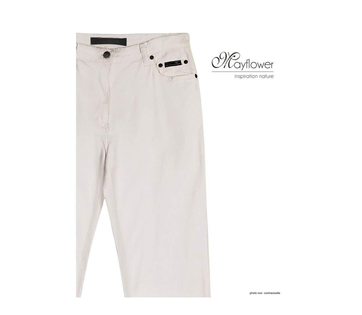 Pantalon Mayflower FIANA2 blanc coupe droite : le confort du stretch au quotidien-4