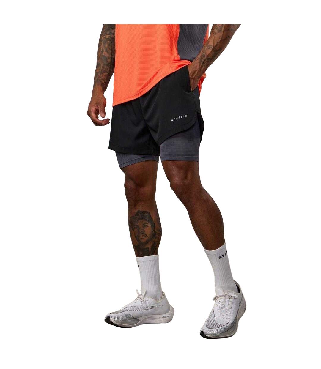 Short De Course Homme Noir Anthracite Gym King-4