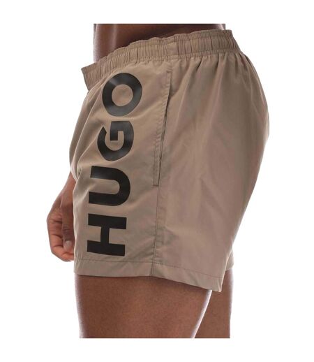 Mens Abas Logo Swim Shorts Beige Hugo