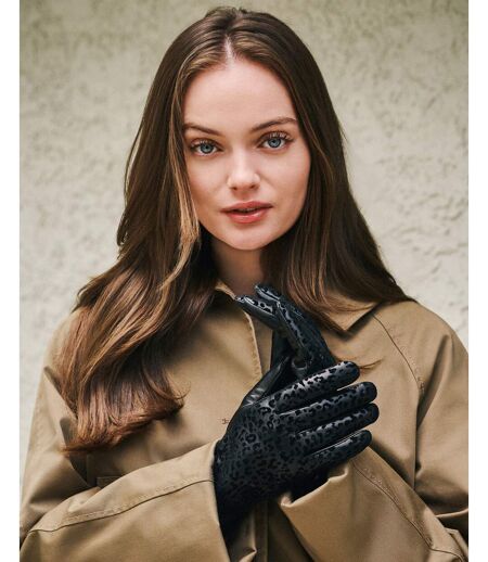 Isotoner Gants femme cuir d'agneau pleine fleur doublé microfourrure