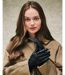 Isotoner Gants femme cuir d'agneau pleine fleur doublé microfourrure-2