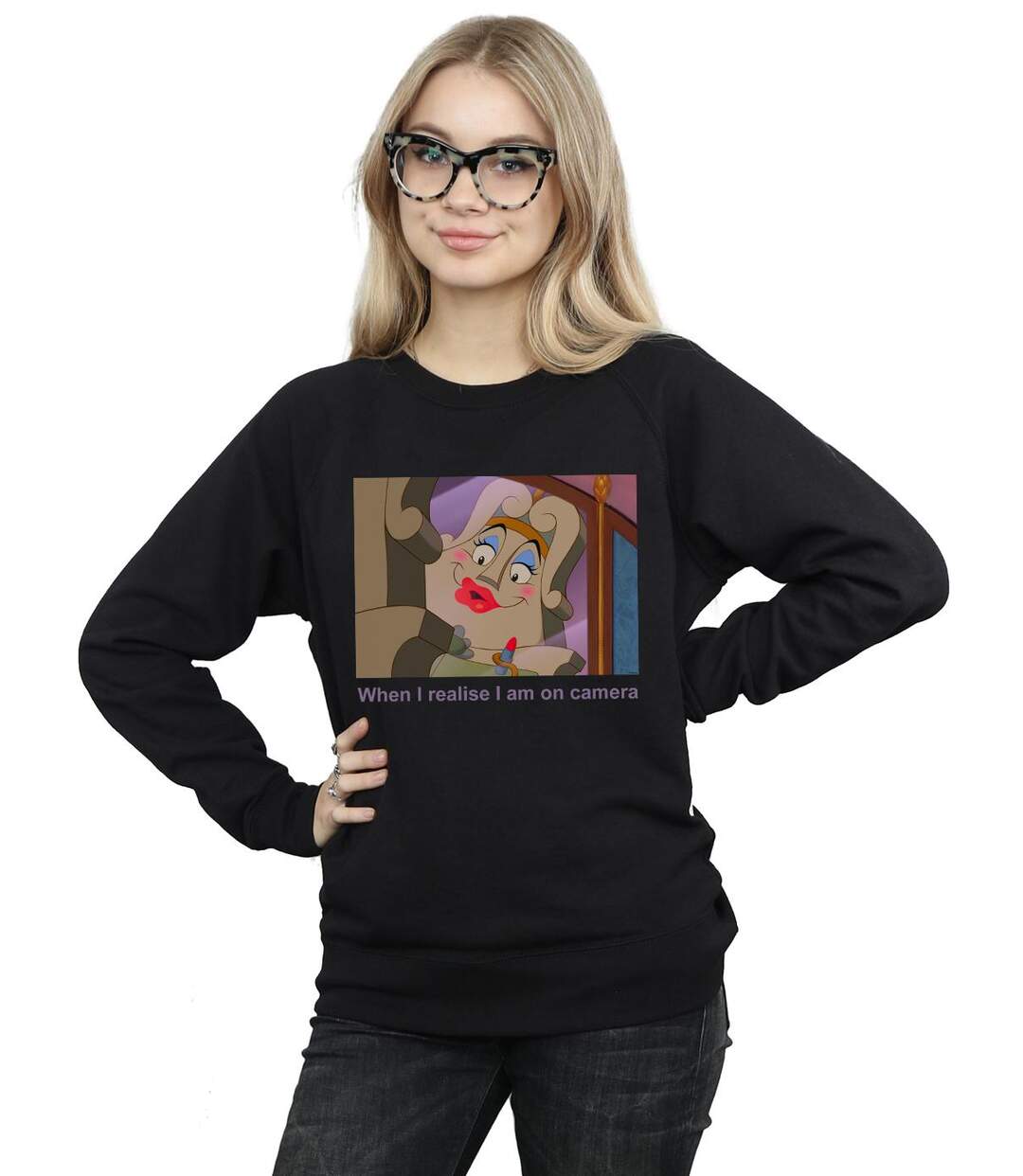 Disney - Sweat BEAUTY AND THE BEAST MADAME DE LA GRANDE BOUCHE - Femme (Noir) - UTBI14247-2