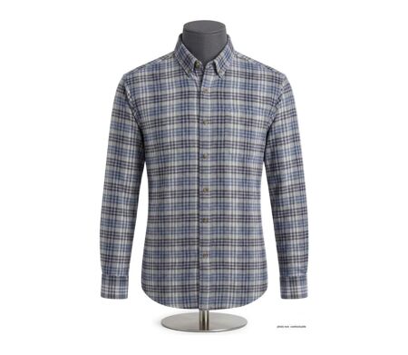 Chemise à carreaux Homme en Flanelle de Coton CH2003A Bleu/Gris (Challenger)