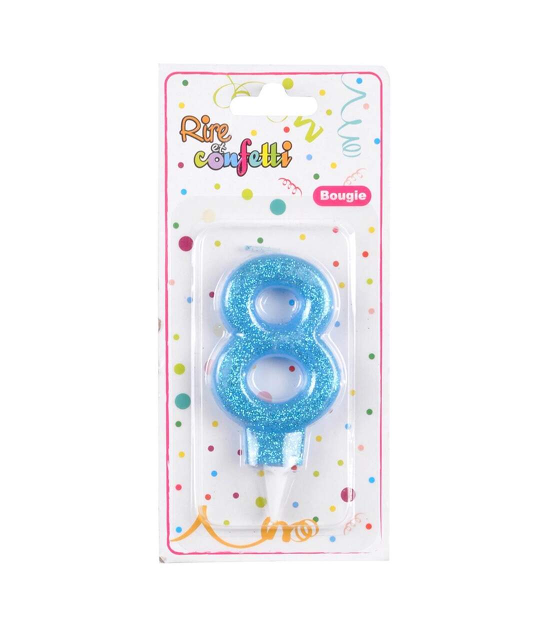 Bougie d'Anniversaire Paillette Chiffre 8 7cm Bleu-2