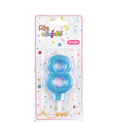 Bougie d'Anniversaire Paillette Chiffre 8 7cm Bleu