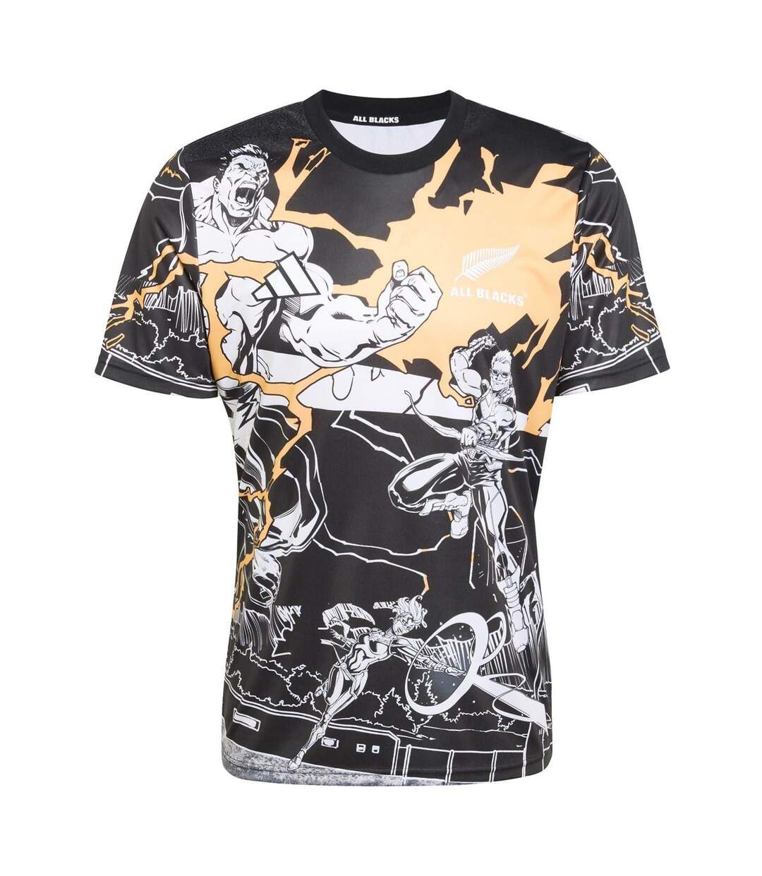 Unisex Adult All Black Marvel T-shirt Black Adidas-1