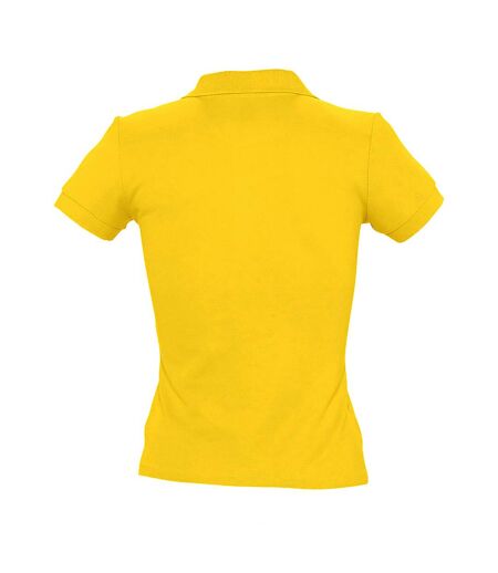 SOLS Womens/Ladies People Pique Short Sleeve Cotton Polo Shirt (Gold) - UTPC319