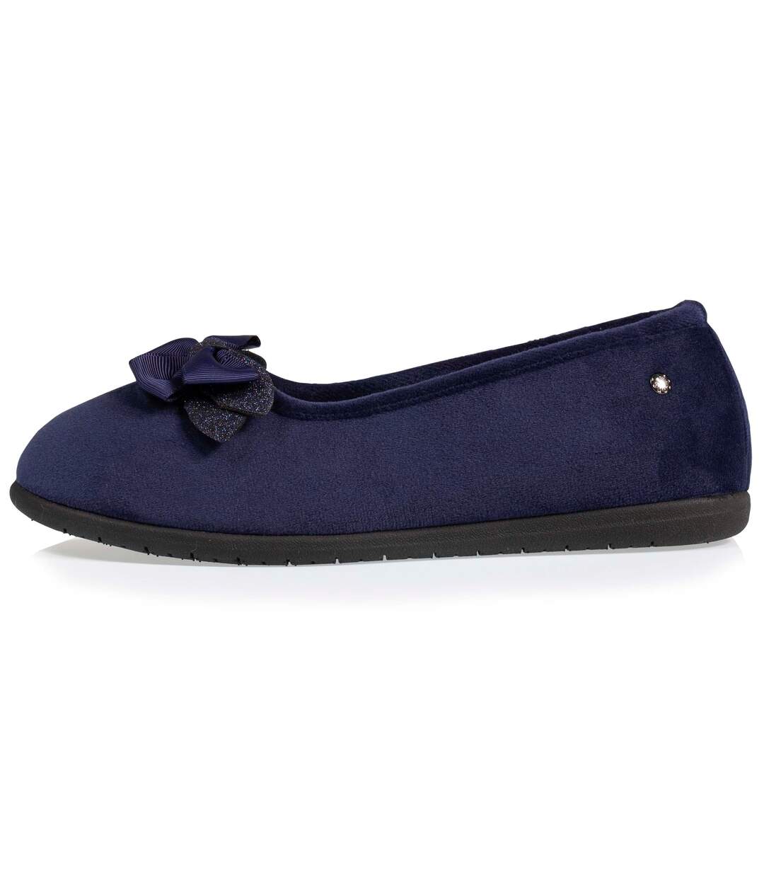 Isotoner Chaussons Ballerines femme en microvelours avec un détail nœud-3