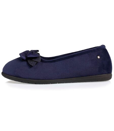 Isotoner Chaussons Ballerines femme en microvelours avec un détail nœud