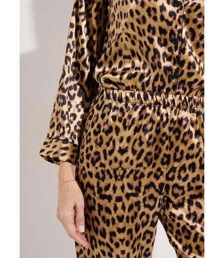 Pyjama 2 pièces satin sexy motif léopard
