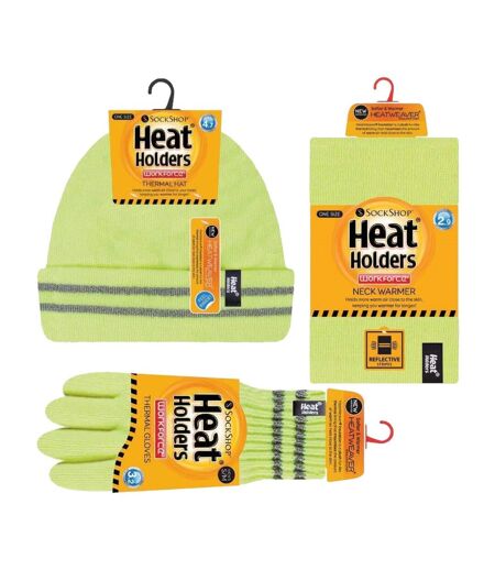 Heat Holders - 1 Ensemble Homme Bonnet Gant Cache Cou Haute Visibilité Hiver