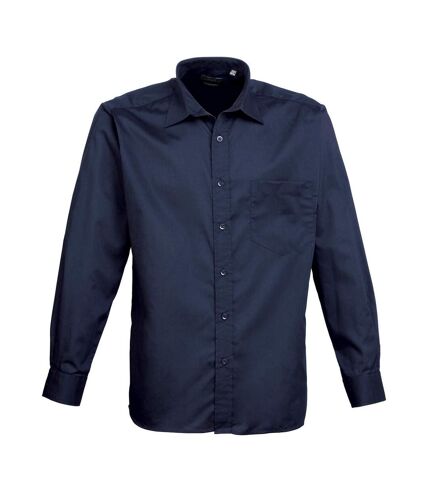 Mens poplin long-sleeved shirt navy Premier