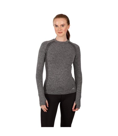 Womens/ladies Seamless Slim Base Layer Top Black Marl Trespass