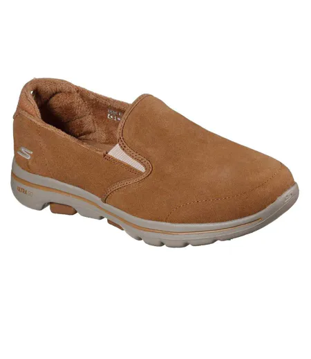 Womens/ladies Gowalk Suede Trainers Chestnut Skechers