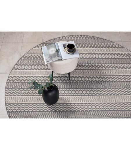 Tapis Rond Imprimé Sishu 200cm Gris