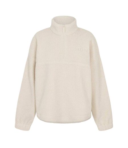 Womens/ladies Fleece Quarter Zip Sweatshirt Cream Slazenger