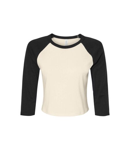 T-shirt Manches ¾ Femme Naturel Noir Bella + Canvas