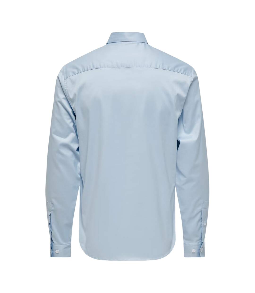 Mens Plain Point Collar Long-sleeved Formal Shirt Cashmere Blue Only-3