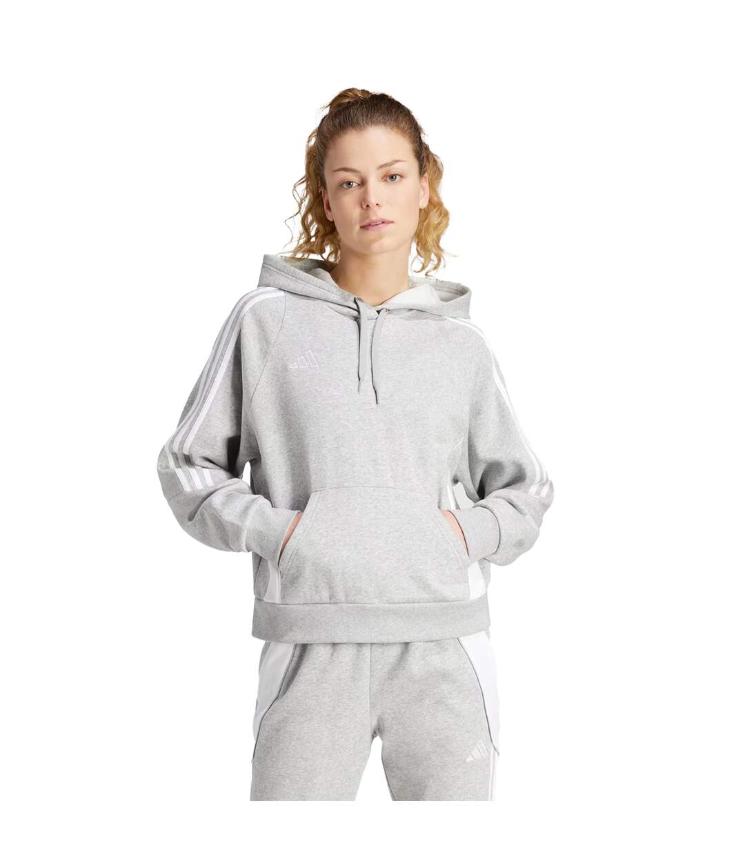 Sweat À Capuche Tiro Femme Gris Argenté Adidas-1