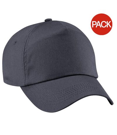 Beechfield Unisex Plain Original 5 Panel Baseball Cap (Pack of 2) (Graphite Grey) - UTRW6698