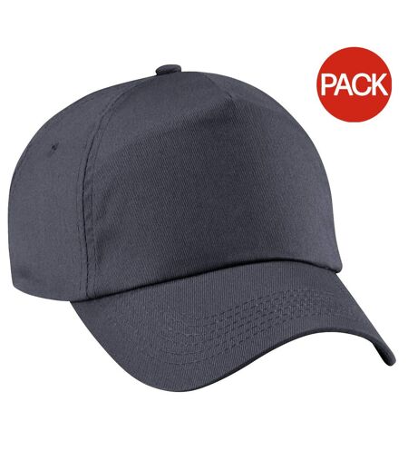 Beechfield Unisex Plain Original 5 Panel Baseball Cap (Pack of 2) (Graphite Grey) - UTRW6698