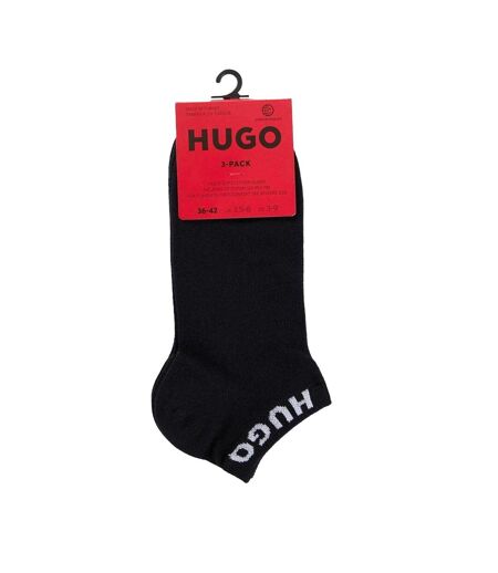 Pack Of 3  Unisex Adult Logo Ankle Socks  Black Hugo