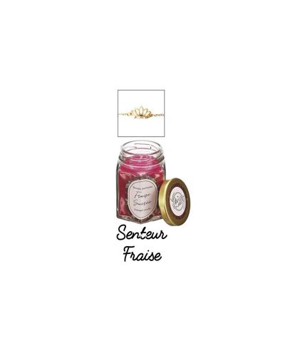Bougie parfumée en bocal avec bijou surprise 3 senteurs : fraise sucrée + fleur de coton + musc