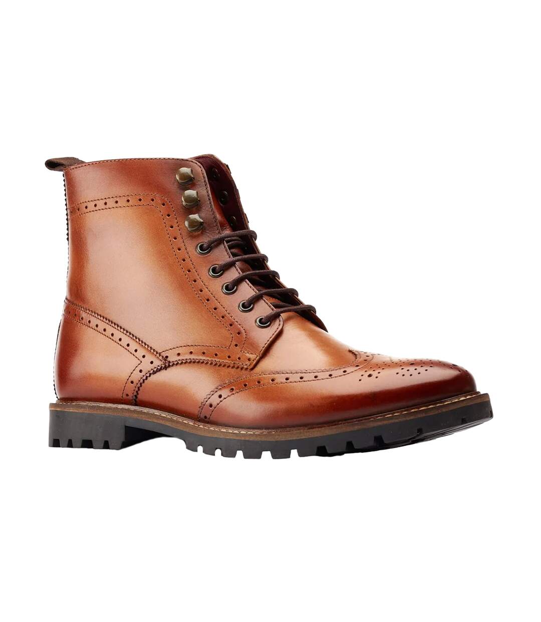 Mens boone leather boots tan Base London-1