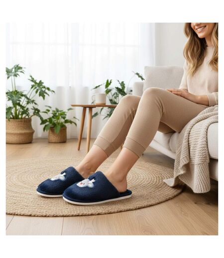 OZABI Pantoufles Ouvertes Femme, Fourrure Synthétique, Renne Brodé