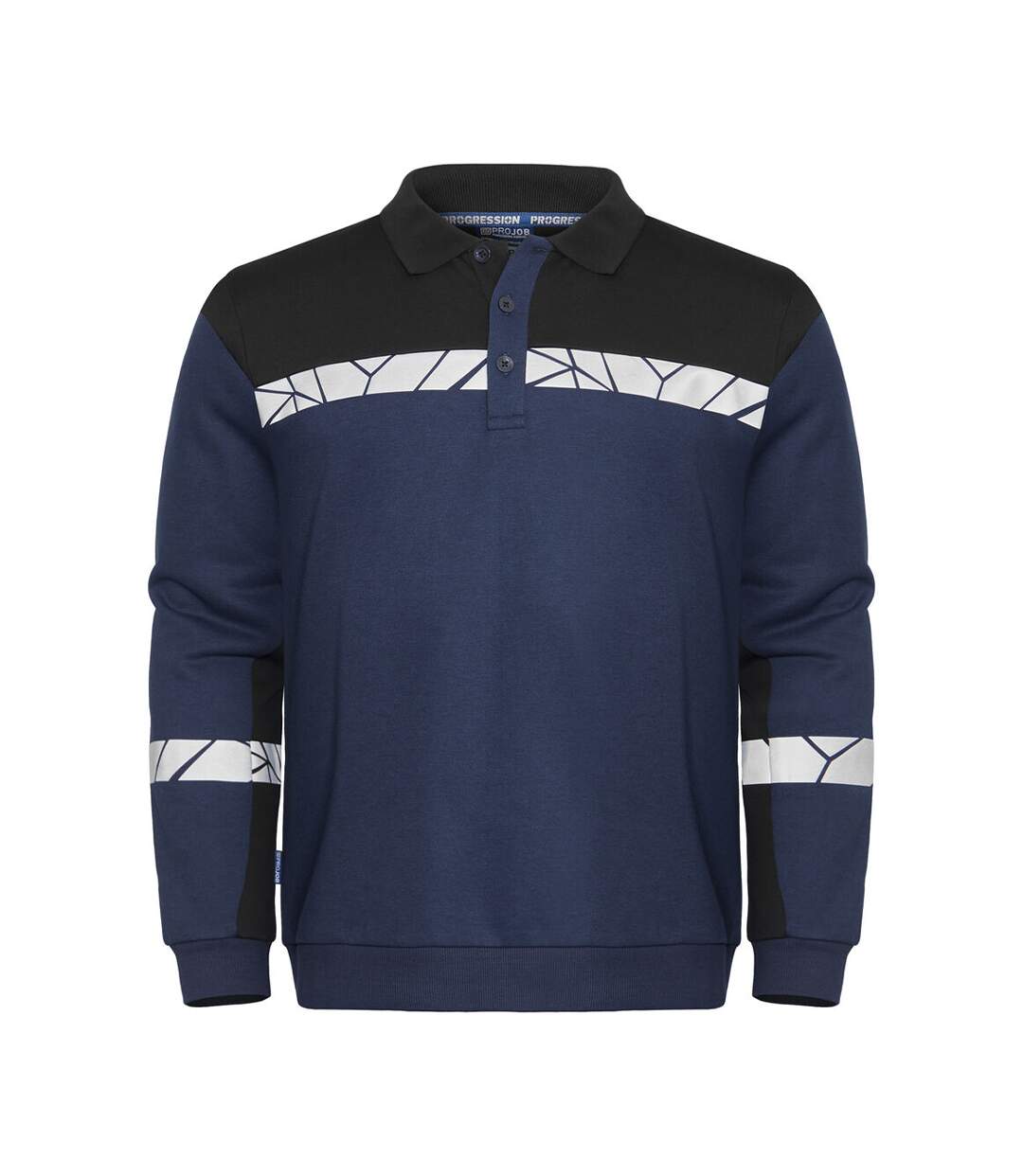 Mens Progression Hi-vis Polo Sweatshirt Navy Black Projob-1