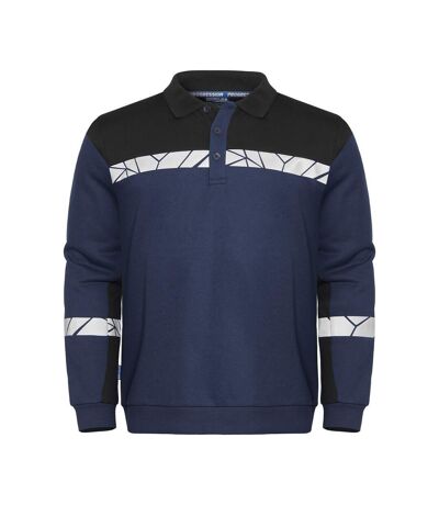 Mens Progression Hi-vis Polo Sweatshirt Navy Black Projob
