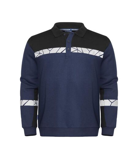 Mens Progression Hi-vis Polo Sweatshirt Navy Black Projob