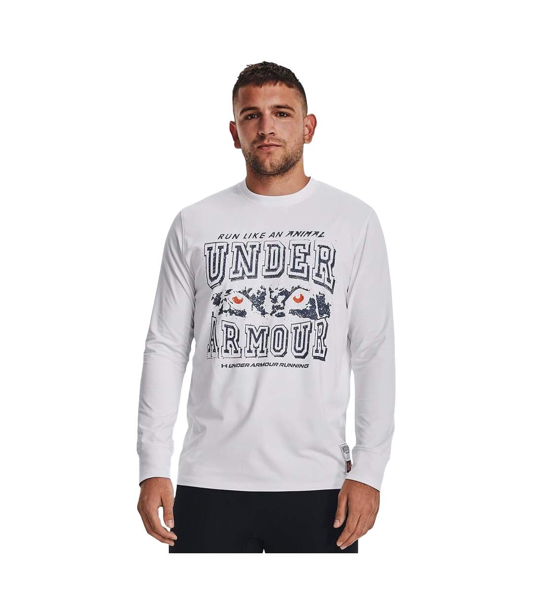 Haut manches longues run like an animal homme blanc Under Armour-3