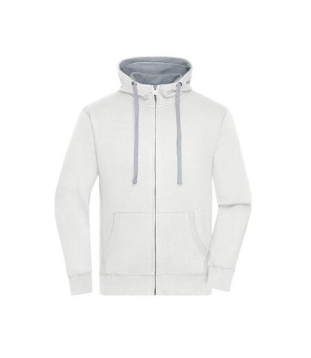 Veste À Capuche Lifestyle Homme Blanc Cassé Gris Chiné James And Nicholson