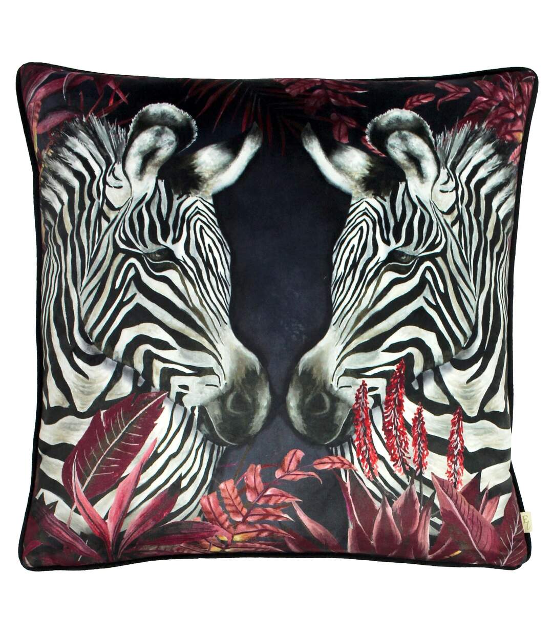 Zinara zebra cushion cover 50cm x 50cm black/white/pink Evans Lichfield-1