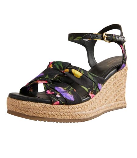 Womens/ladies Cardone Floral Platform Espadrilles Black Ted Baker